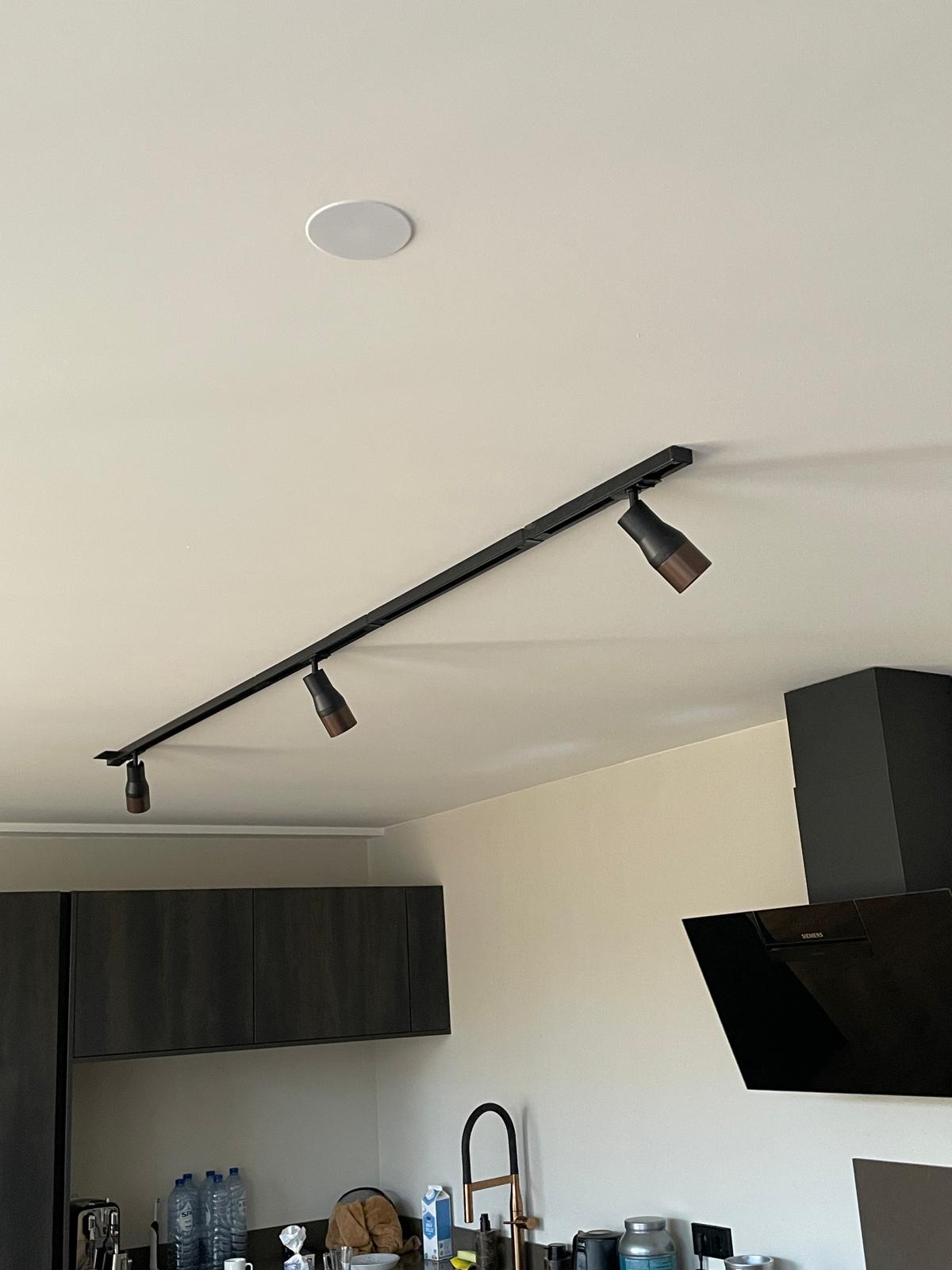 Ceiling works with recessed light installation